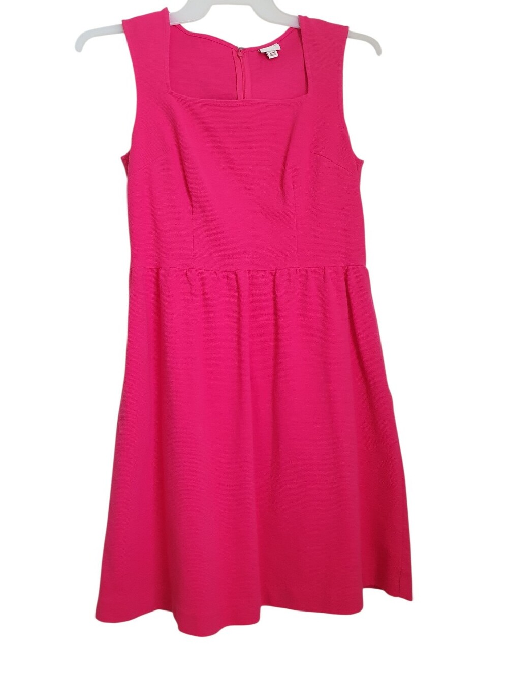 Merona A-Line Dress Pockets Hot Pink Sleeveless Square Neck Cotton Blend Medium